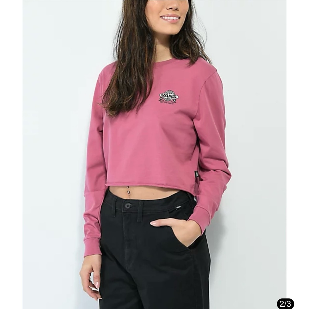 Vans Women's Pink Cropped Top Long Sleeve